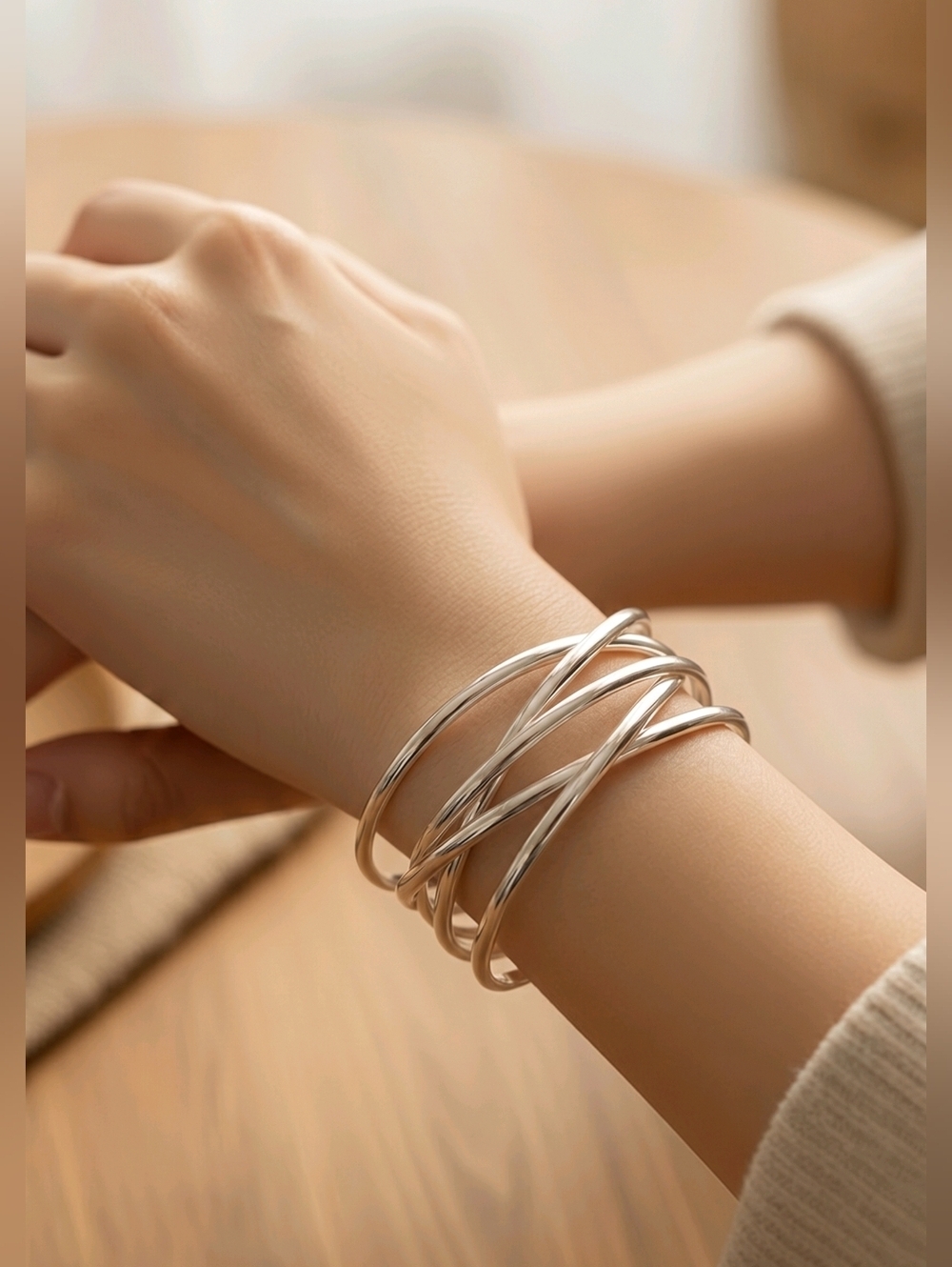 NWT NADINE WEST Twisted Silver Modern Cuff Bracelet